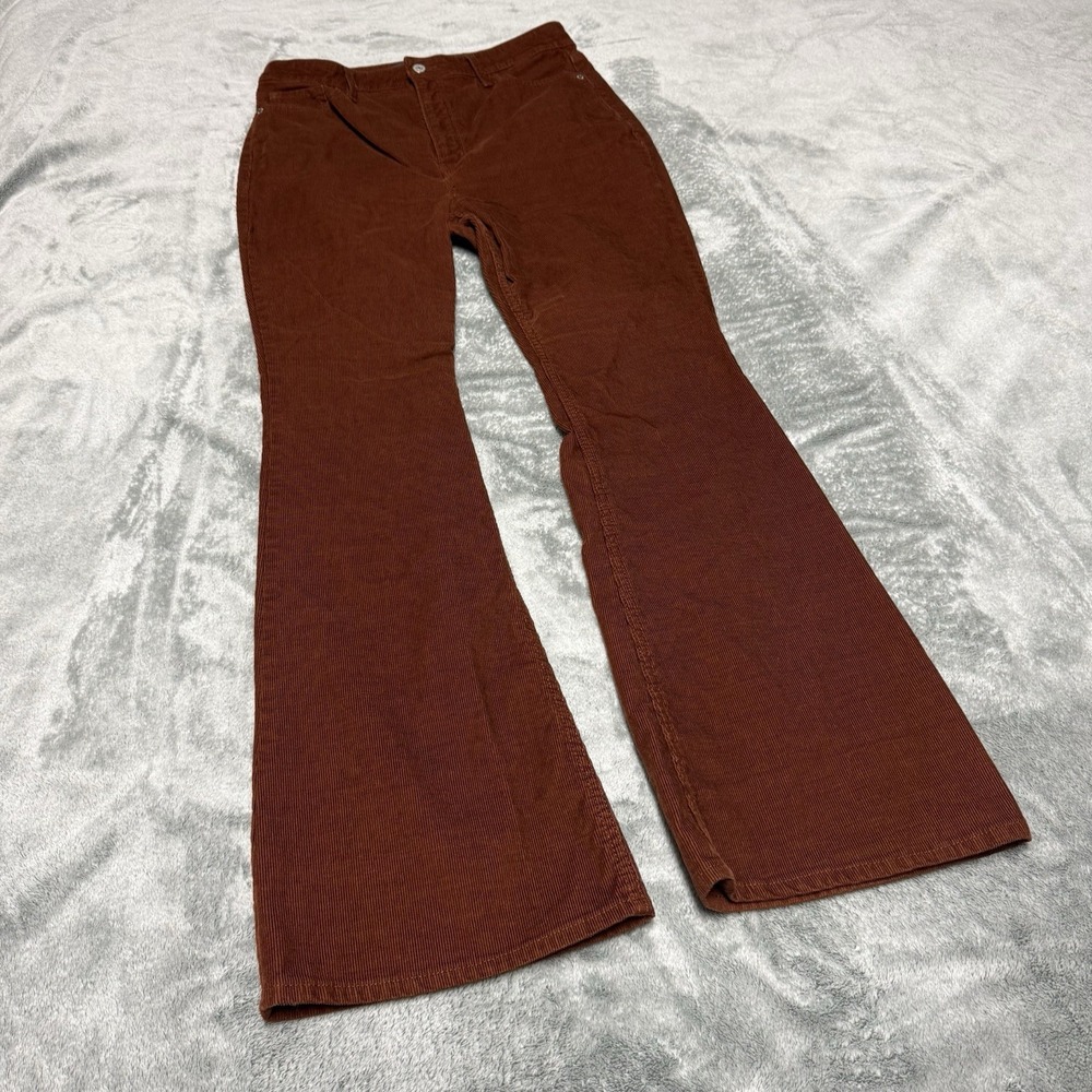 Old Navy Flared Pants Womens Size 12 Rust Corduroy Chino High Rise Flare Y2K